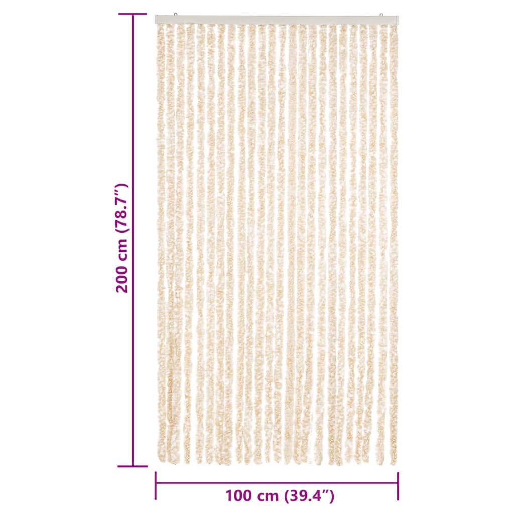 vidaXL Zasłona przeciwko owadom, beżowo-biała, 100x200 cm, szenil