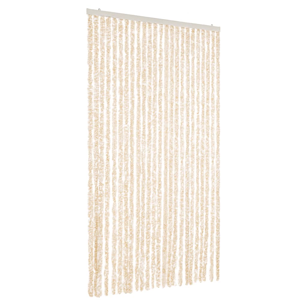 vidaXL Zasłona przeciwko owadom, beżowo-biała, 100x220 cm, szenil