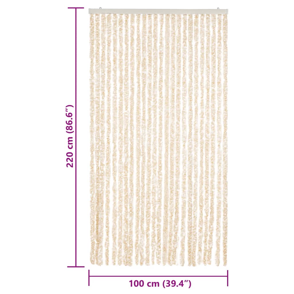 vidaXL Zasłona przeciwko owadom, beżowo-biała, 100x220 cm, szenil