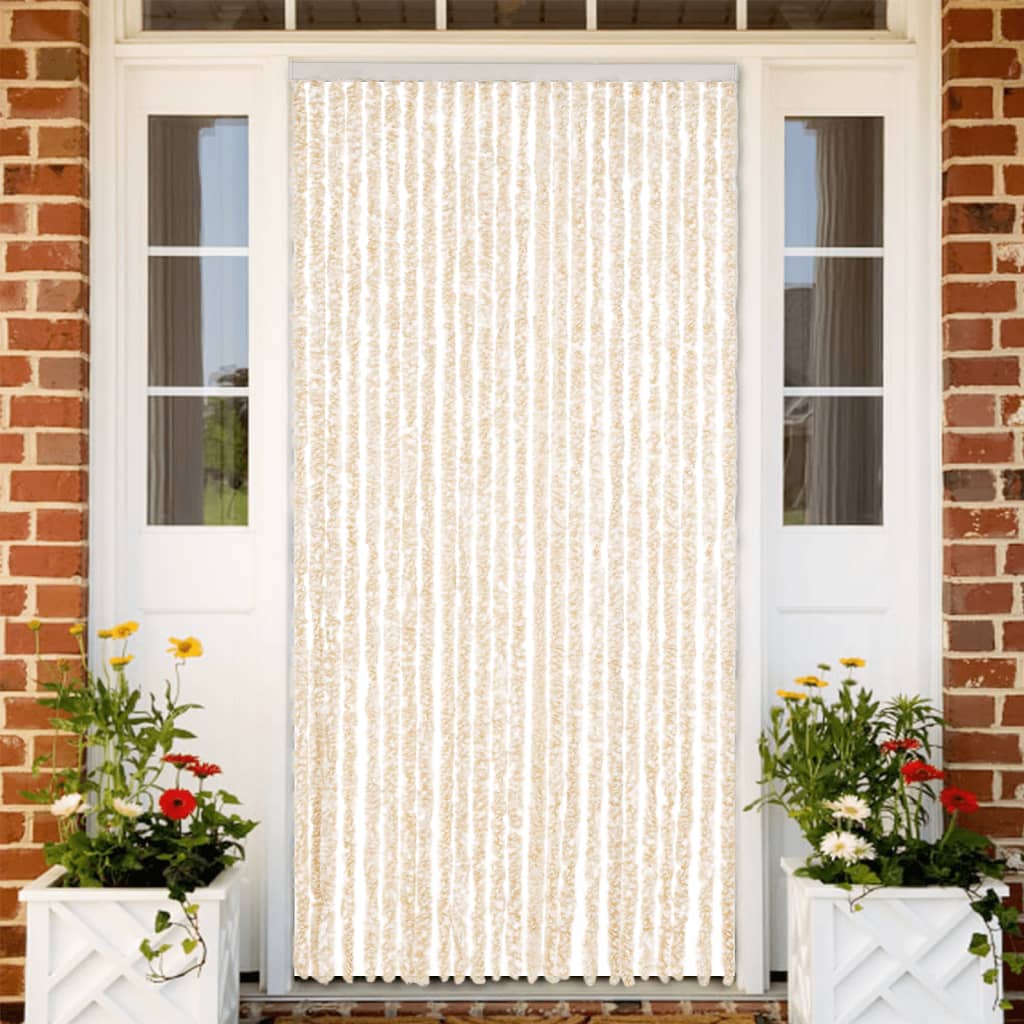 vidaXL Zasłona przeciwko owadom, beżowo-biała, 100x220 cm, szenil