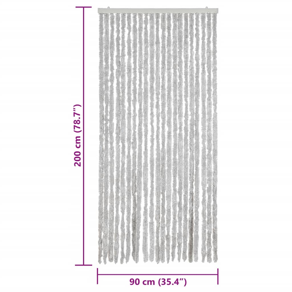 vidaXL Zasłona przeciwko owadom, szara, 90x200 cm, szenil