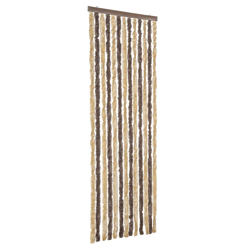 vidaXL Zasłona przeciwko owadom, ciemny brąz i beż, 56x185 cm, szenil