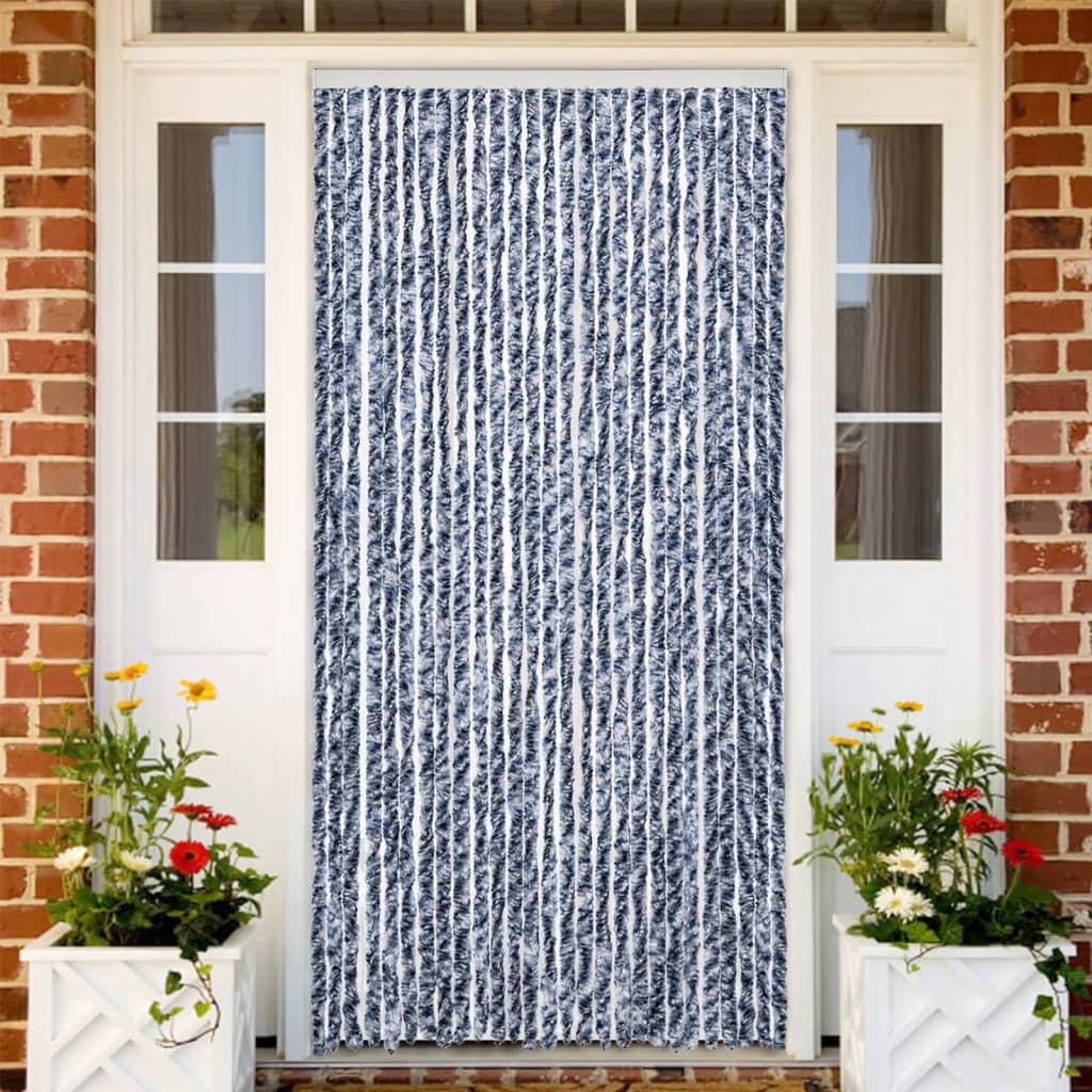 vidaXL Zasłona przeciwko owadom, niebiesko-biała, 100x230 cm, szenil