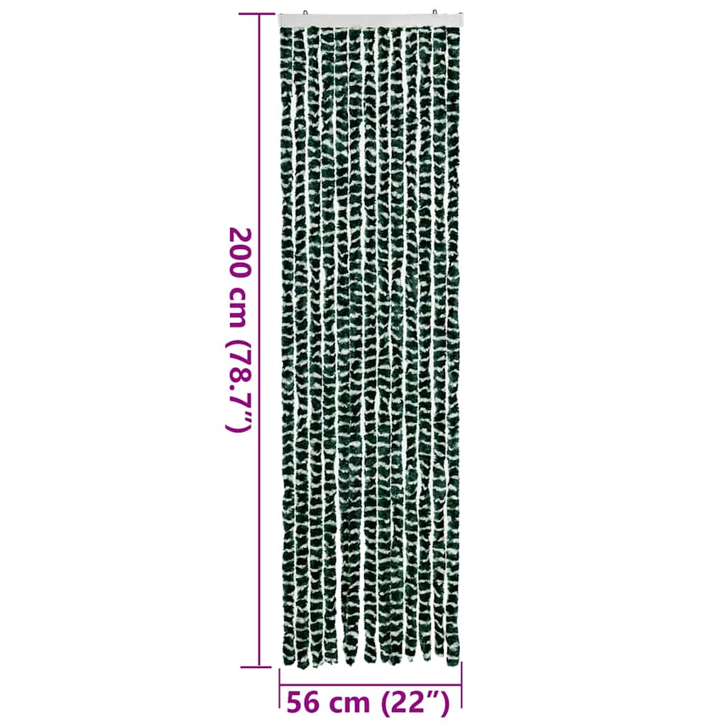 vidaXL Zasłona przeciwko owadom, zielono-biała, 56x200 cm, szenilowa