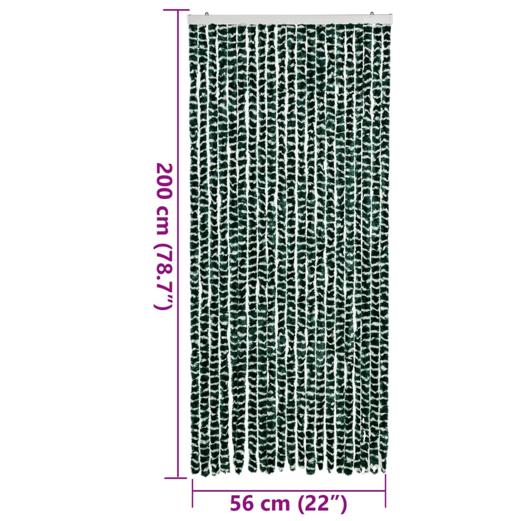 vidaXL Zasłona przeciwko owadom, zielono-biała, 90x200 cm, szenil