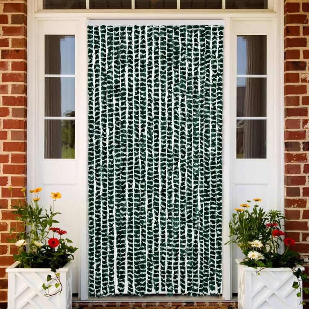 vidaXL Zasłona przeciwko owadom, zielono-biała, 90x200 cm, szenil