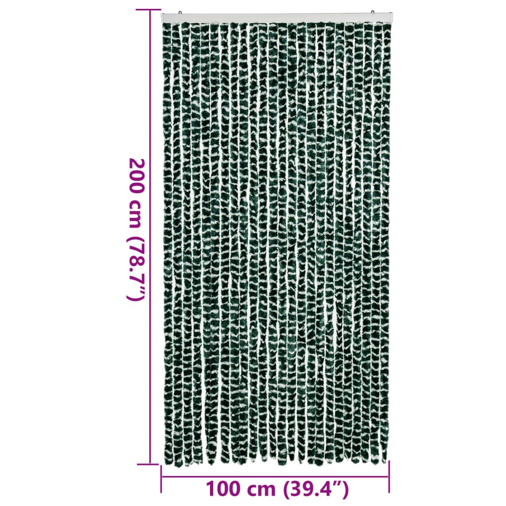 vidaXL Zasłona przeciwko owadom, zielono-biała, 100x200 cm, szenil