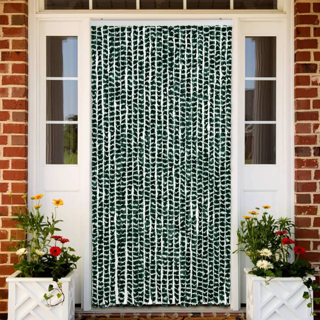vidaXL Zasłona przeciwko owadom, zielono-biała, 100x200 cm, szenil