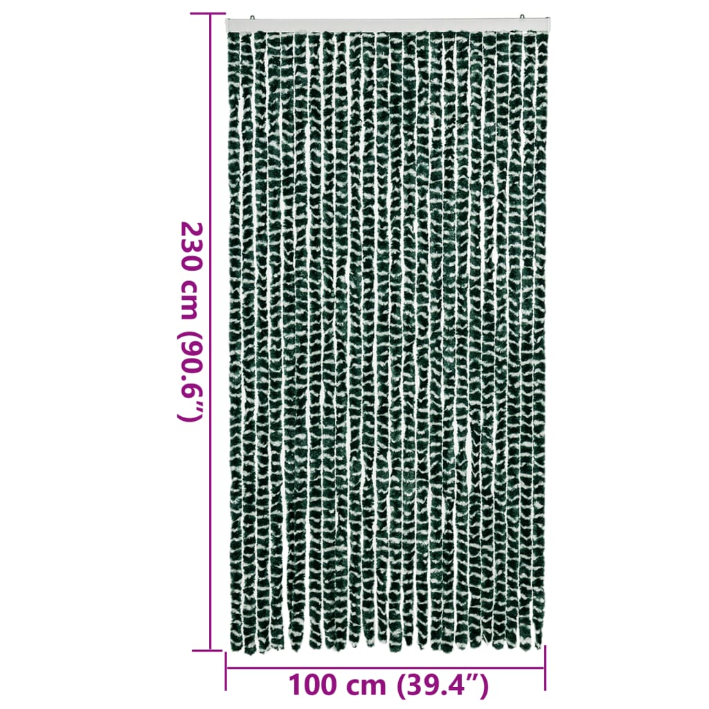 vidaXL Zasłona przeciwko owadom, zielono-biała, 100x230 cm, szenil
