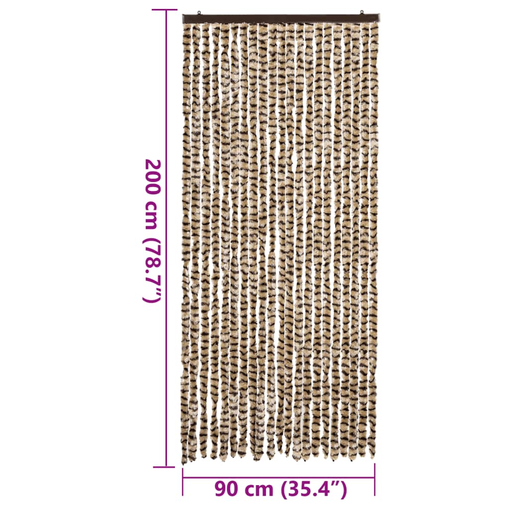 vidaXL Zasłona przeciwko owadom, beżowo-brązowa, 90x200 cm, szenil