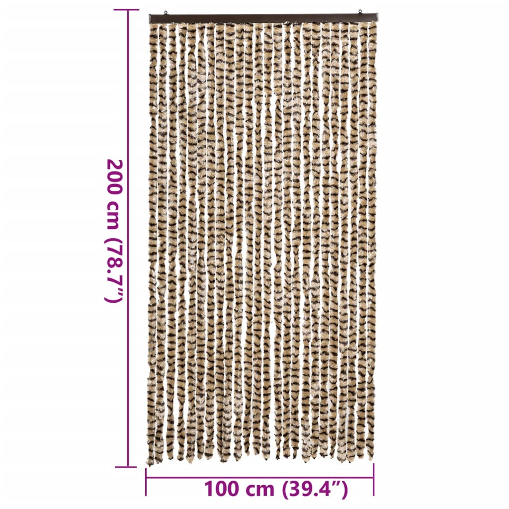 vidaXL Zasłona przeciwko owadom, beżowo-brązowa, 100x200 cm, szenil