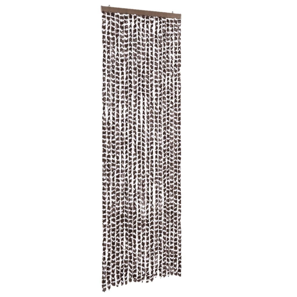 vidaXL Zasłona przeciwko owadom, brązowo-biała, 56x200 cm, szenilowa