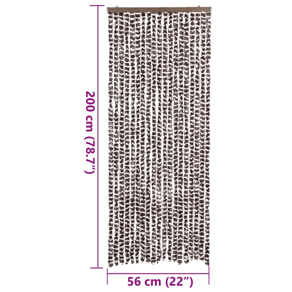 vidaXL Zasłona przeciwko owadom, brązowo-biała, 56x200 cm, szenilowa
