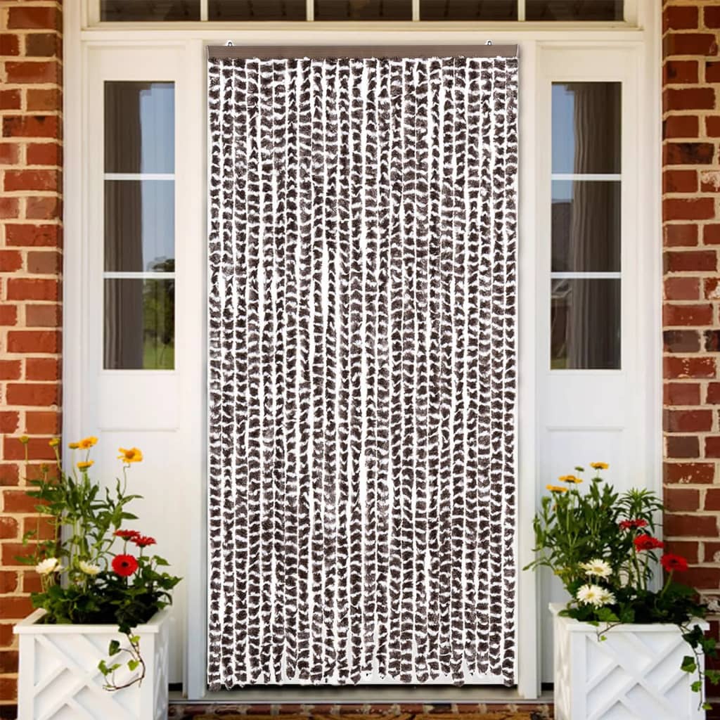 vidaXL Zasłona przeciwko owadom, brązowo-biała, 100x230 cm, szenil