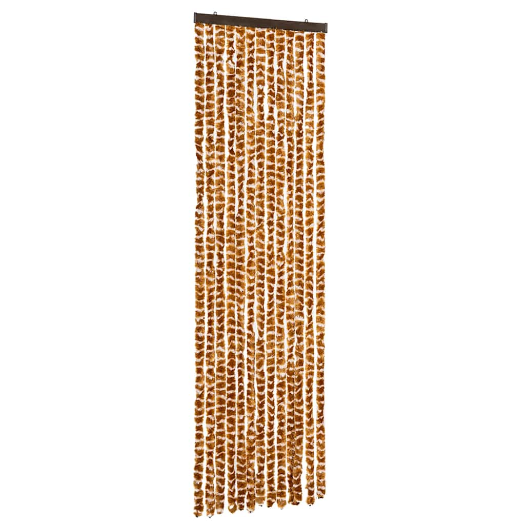 vidaXL Zasłona przeciwko owadom, ochra i biel, 56x200 cm, szenilowa