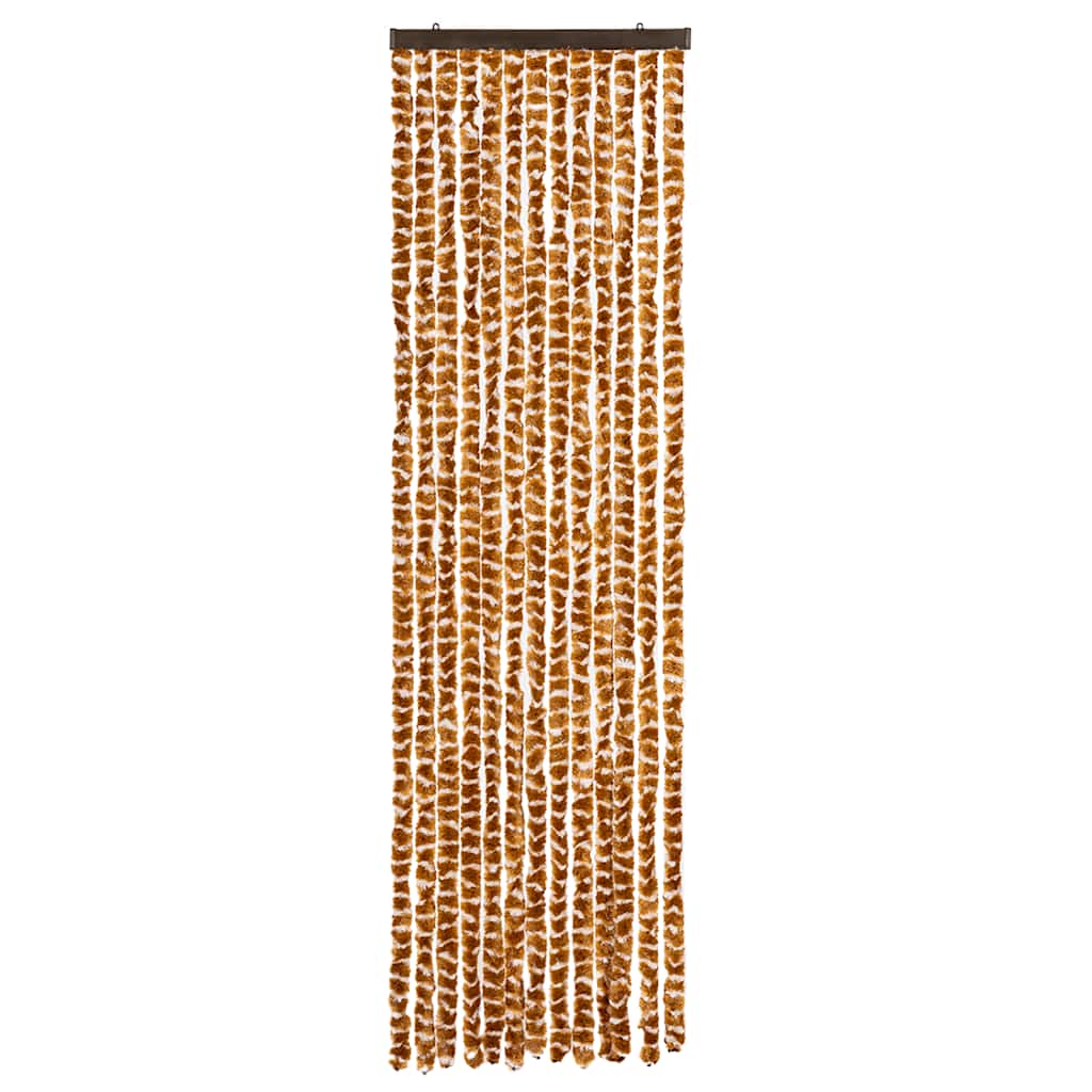 vidaXL Zasłona przeciwko owadom, ochra i biel, 56x200 cm, szenilowa