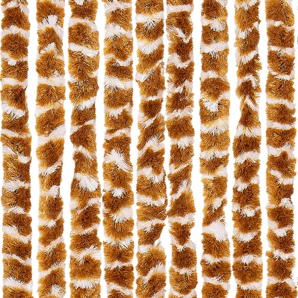 vidaXL Zasłona przeciwko owadom, ochra i biel, 56x200 cm, szenilowa