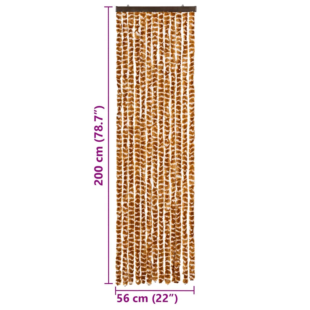 vidaXL Zasłona przeciwko owadom, ochra i biel, 56x200 cm, szenilowa