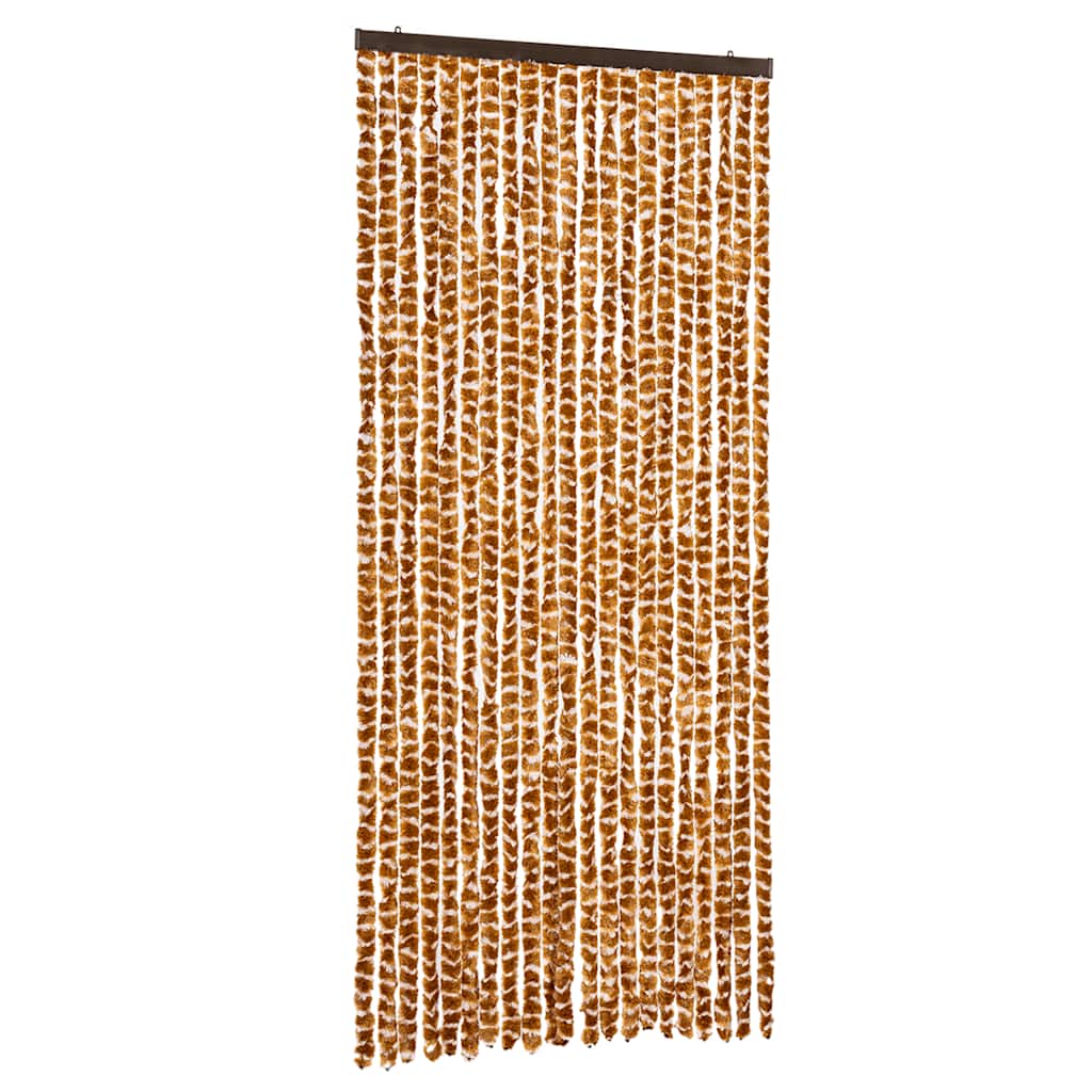 vidaXL Zasłona przeciwko owadom, ochra i biel, 90x200 cm, szenil