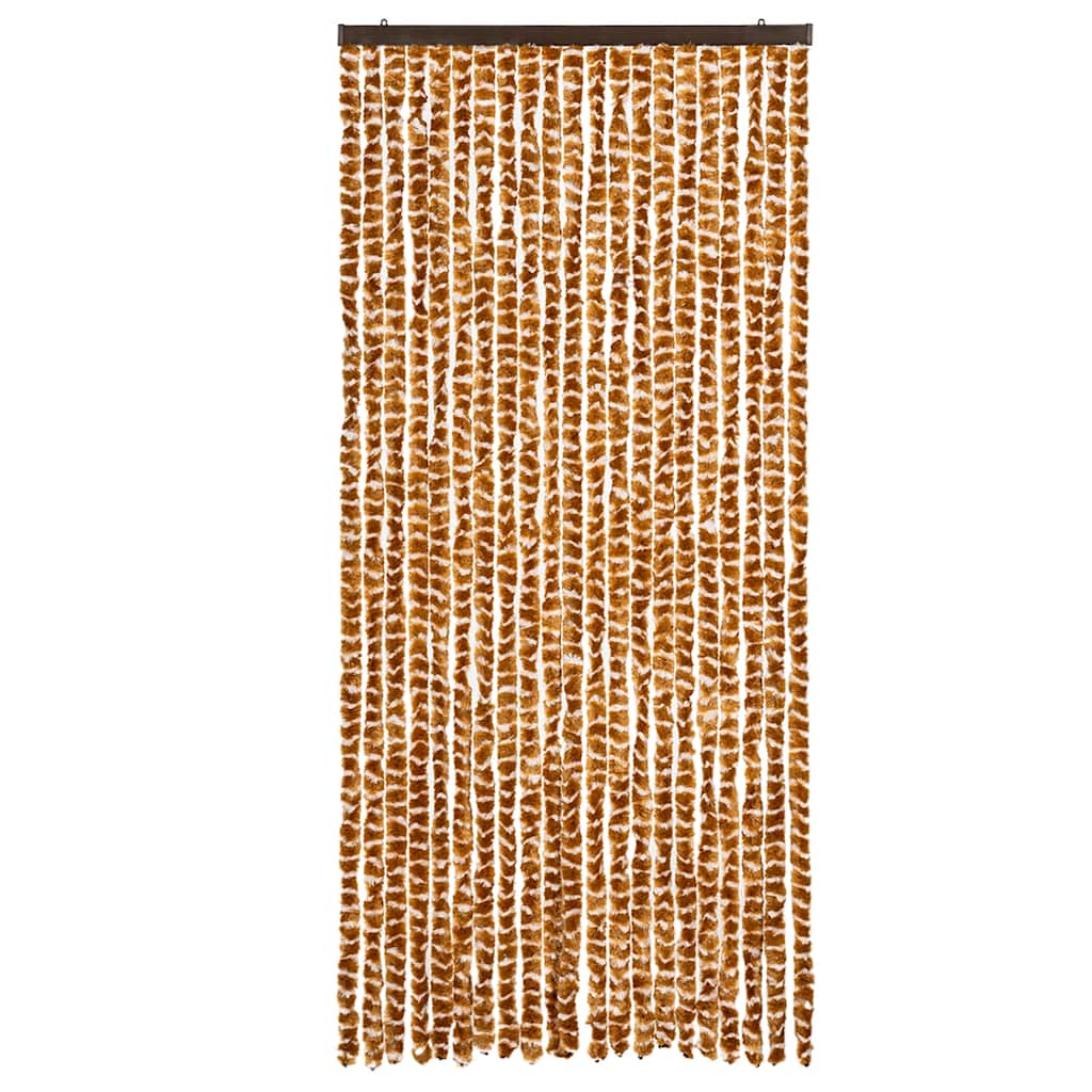 vidaXL Zasłona przeciwko owadom, ochra i biel, 90x200 cm, szenil