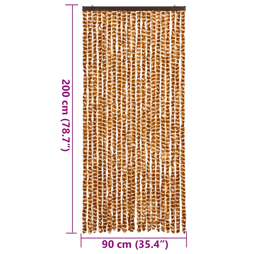 vidaXL Zasłona przeciwko owadom, ochra i biel, 90x200 cm, szenil