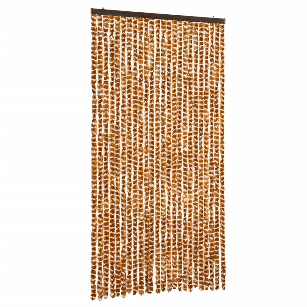 vidaXL Zasłona przeciwko owadom, ochra i biel, 100x200 cm, szenil