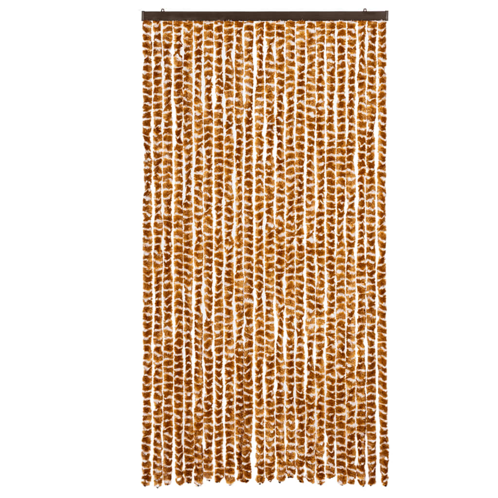 vidaXL Zasłona przeciwko owadom, ochra i biel, 100x200 cm, szenil