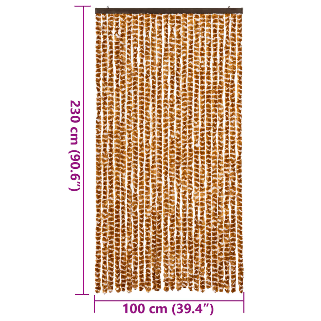 vidaXL Zasłona przeciwko owadom, ochra i biel, 100x230 cm, szenil
