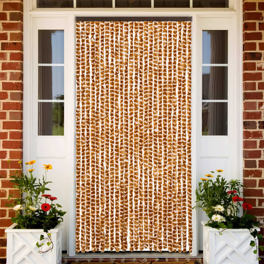 vidaXL Zasłona przeciwko owadom, ochra i biel, 100x230 cm, szenil