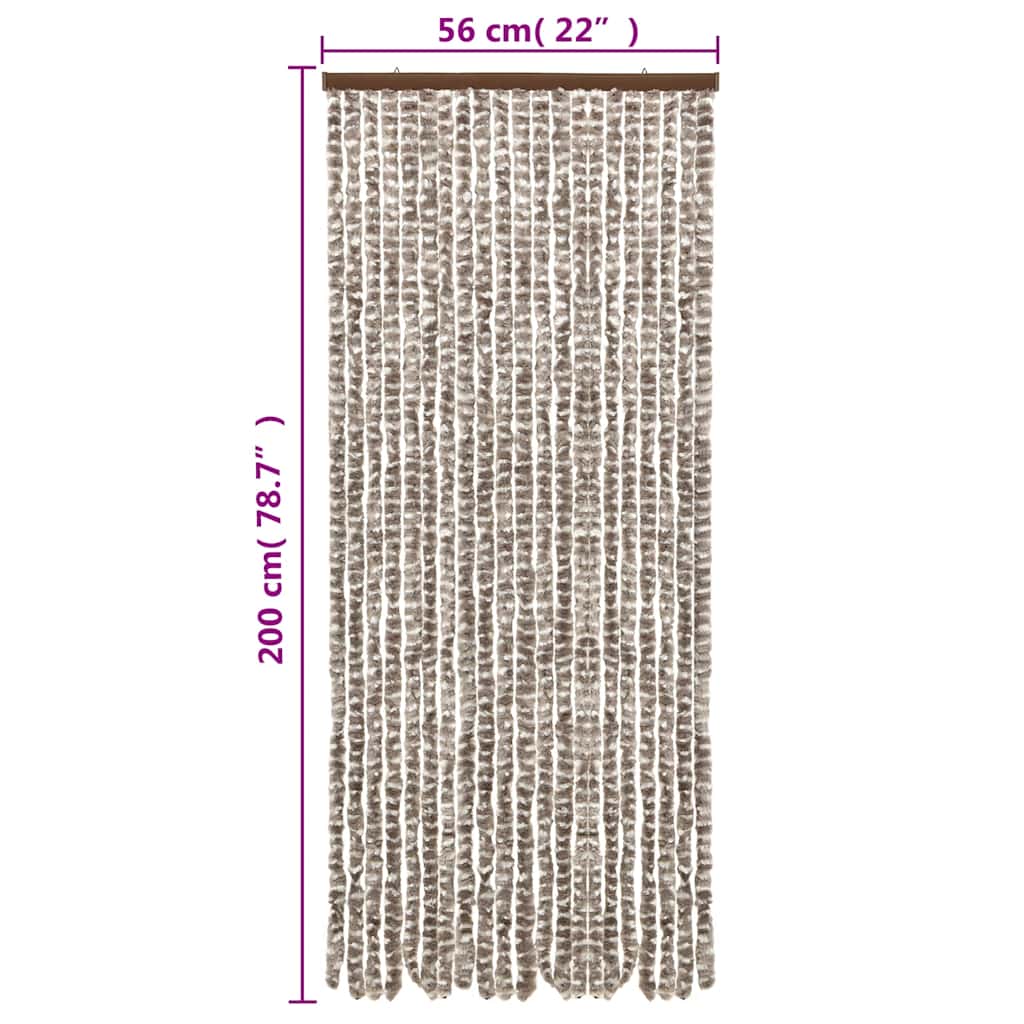 vidaXL Zasłona przeciwko owadom, taupe i biel, 56x200 cm, szenilowa
