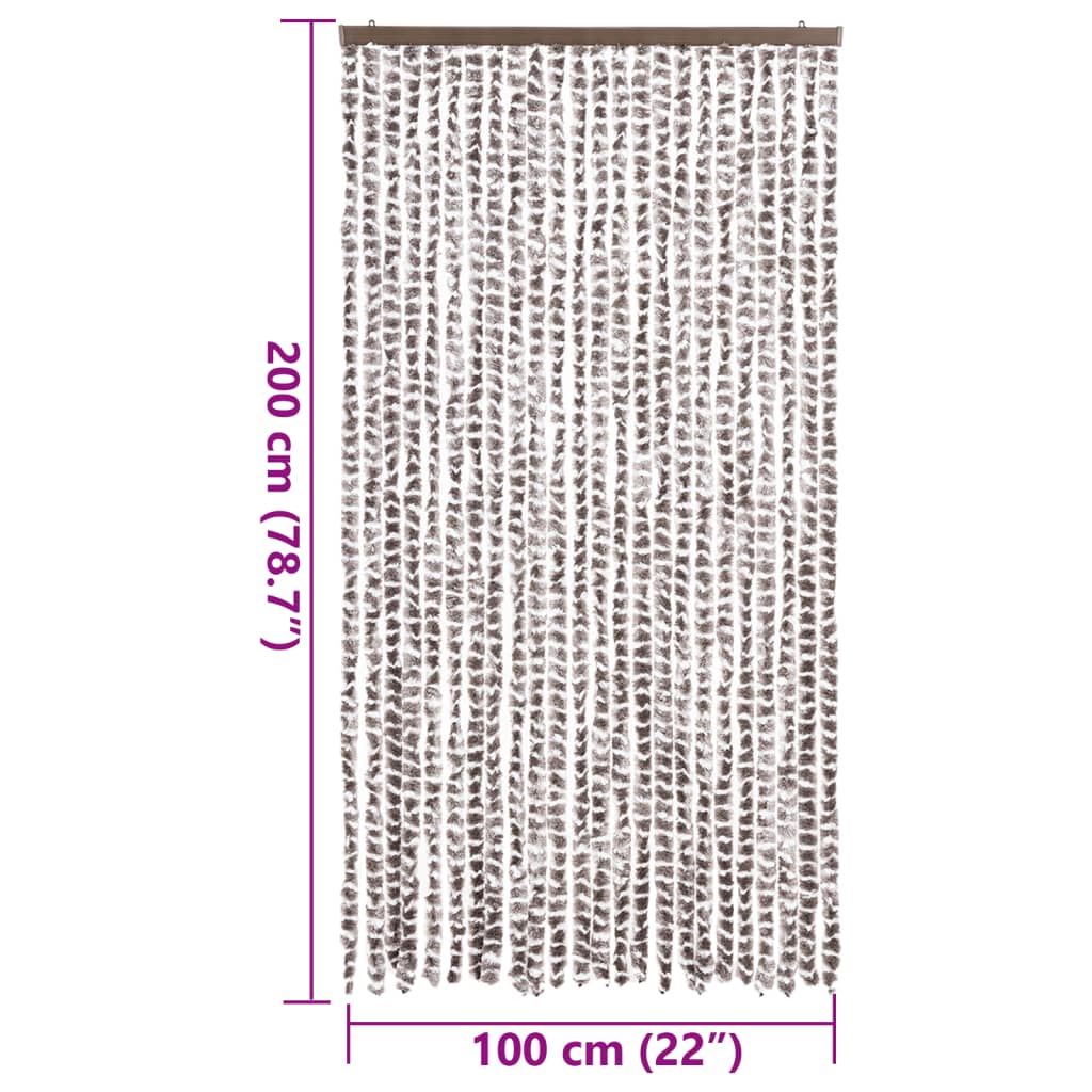 vidaXL Zasłona przeciwko owadom, taupe i biel, 100x200 cm, szenil