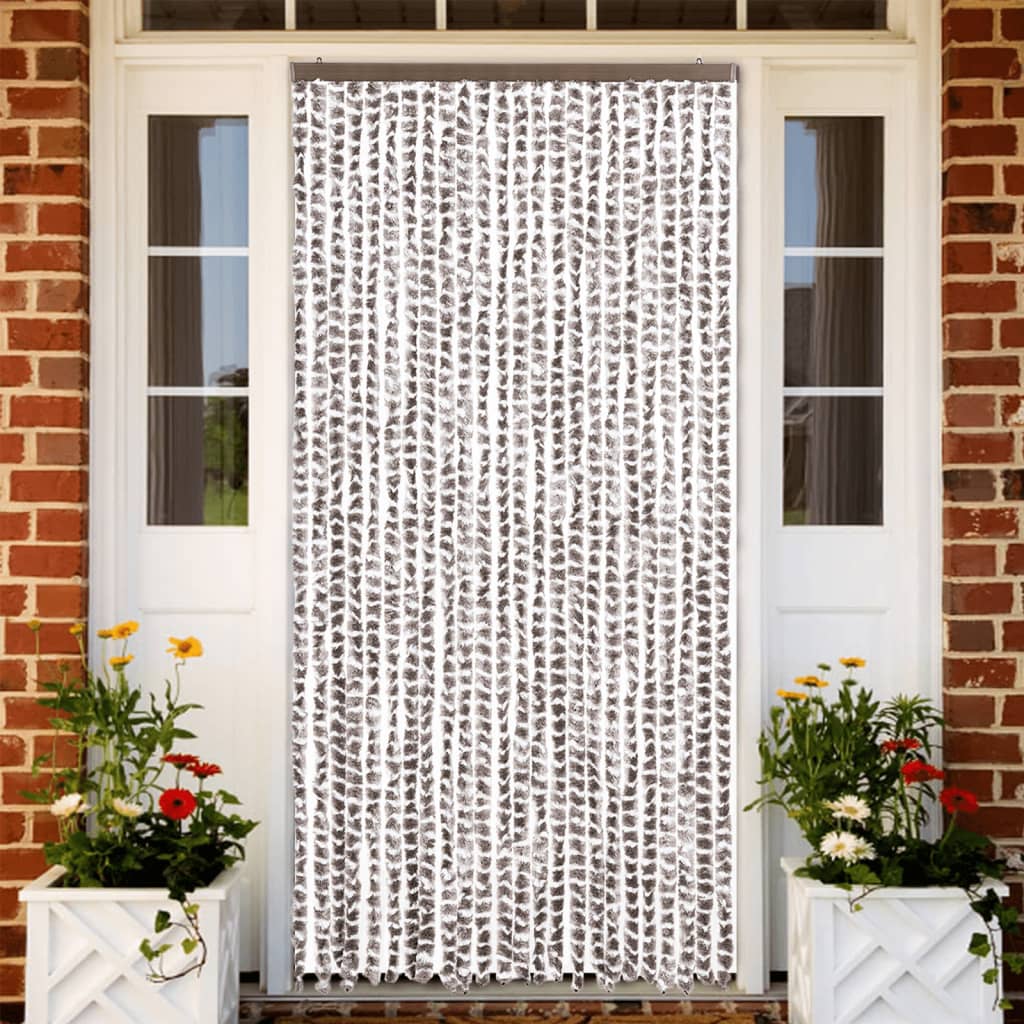 vidaXL Zasłona przeciwko owadom, taupe i biel, 100x230 cm, szenil