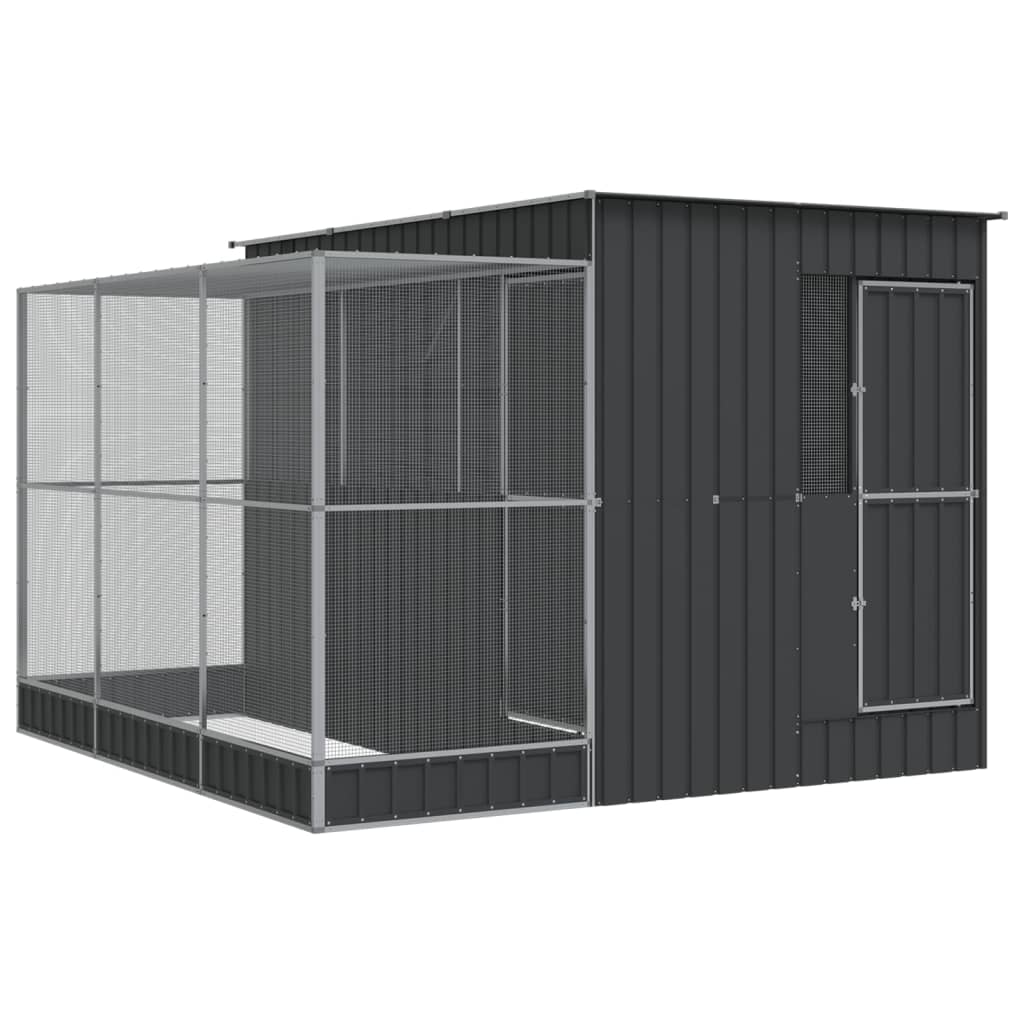 vidaXL Woliera z nadstawką srebrna 290x303x216 cm stalowa
