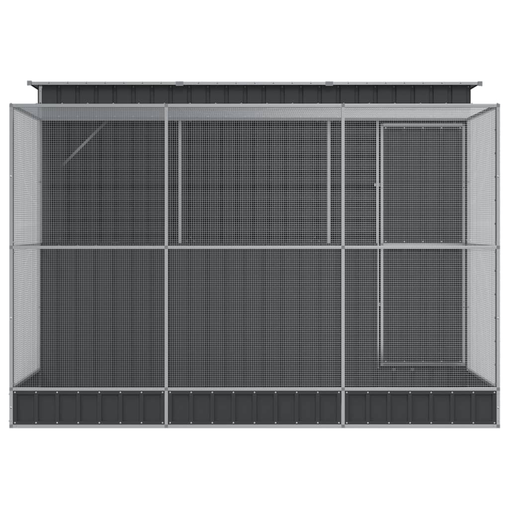 vidaXL Woliera z nadstawką srebrna 290x303x216 cm stalowa