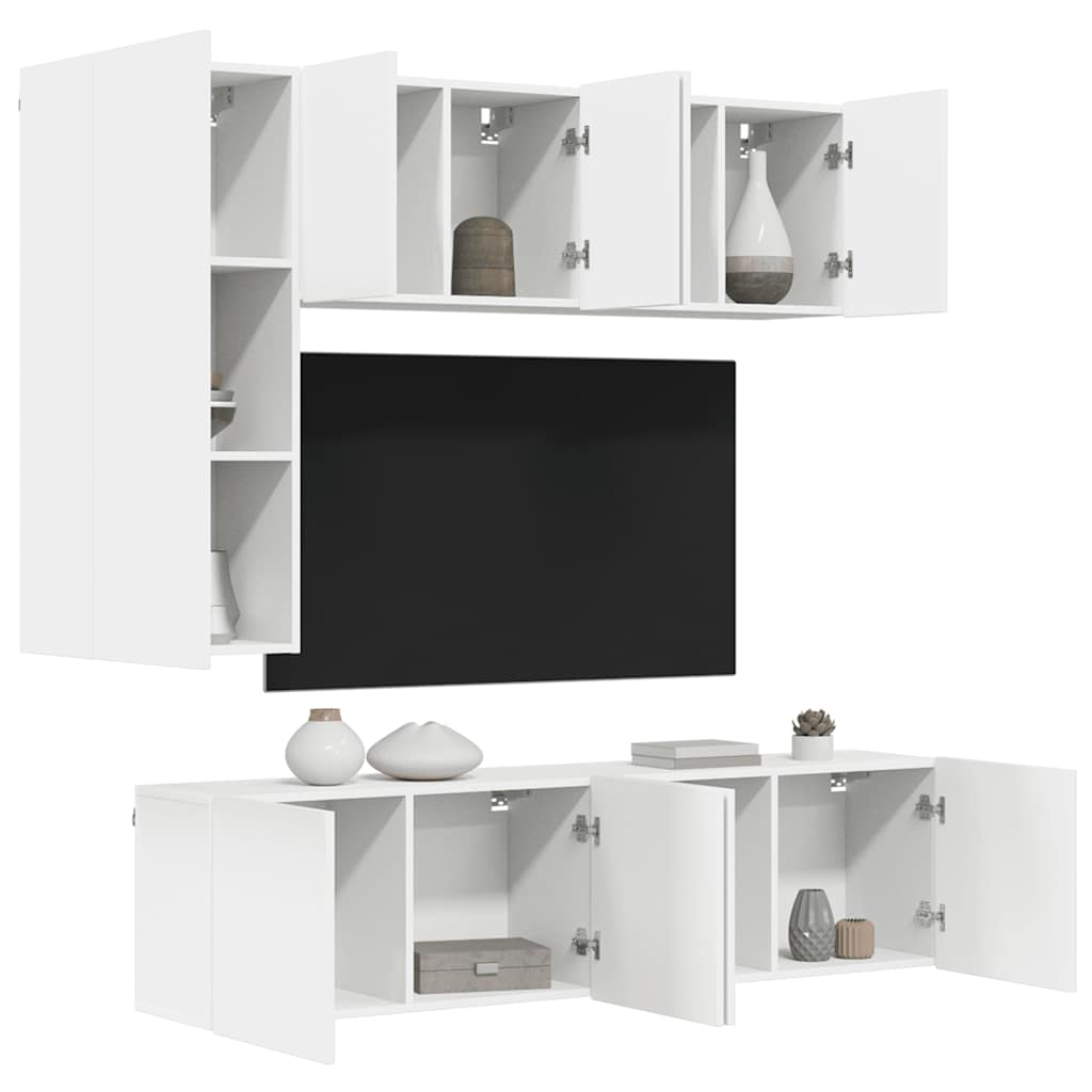 vidaXL 5-częściowy zestaw mebli TV, biały, materiał drewnopochodny