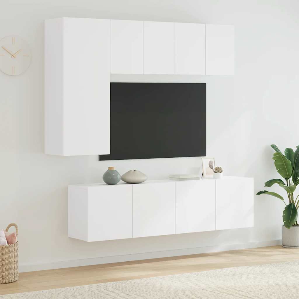 vidaXL 5-częściowy zestaw mebli TV, biały, materiał drewnopochodny