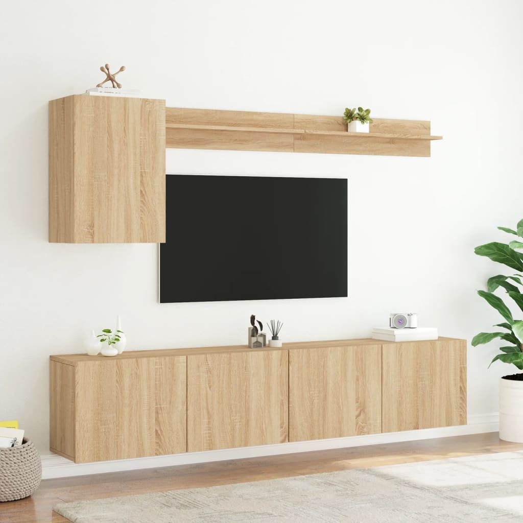 vidaXL 5-cz. zestaw mebli TV, dąb sonoma, materiał drewnopochodny