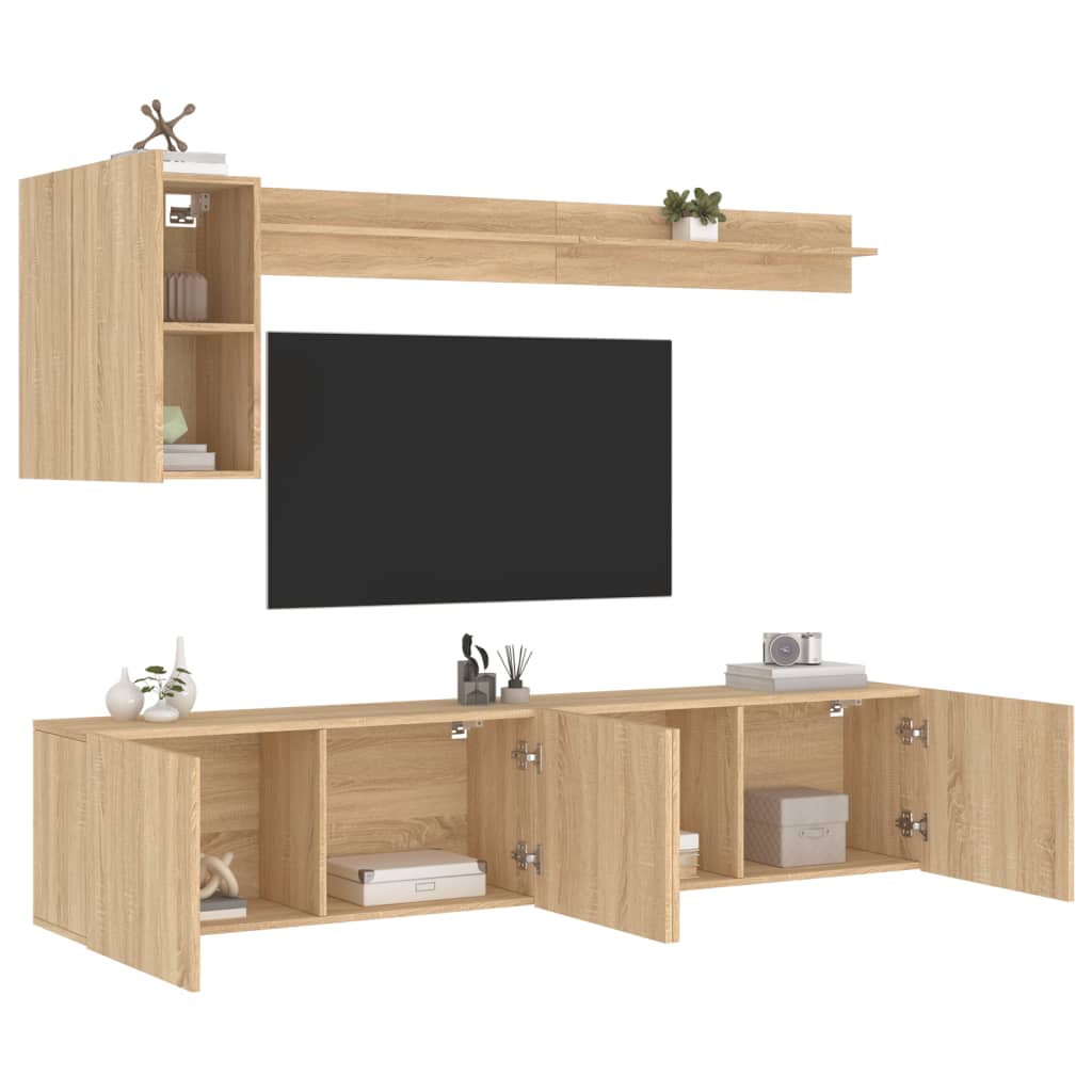 vidaXL 5-cz. zestaw mebli TV, dąb sonoma, materiał drewnopochodny
