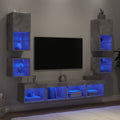 vidaXL 8-częściowy zestaw mebli TV z LED, szarość betonu