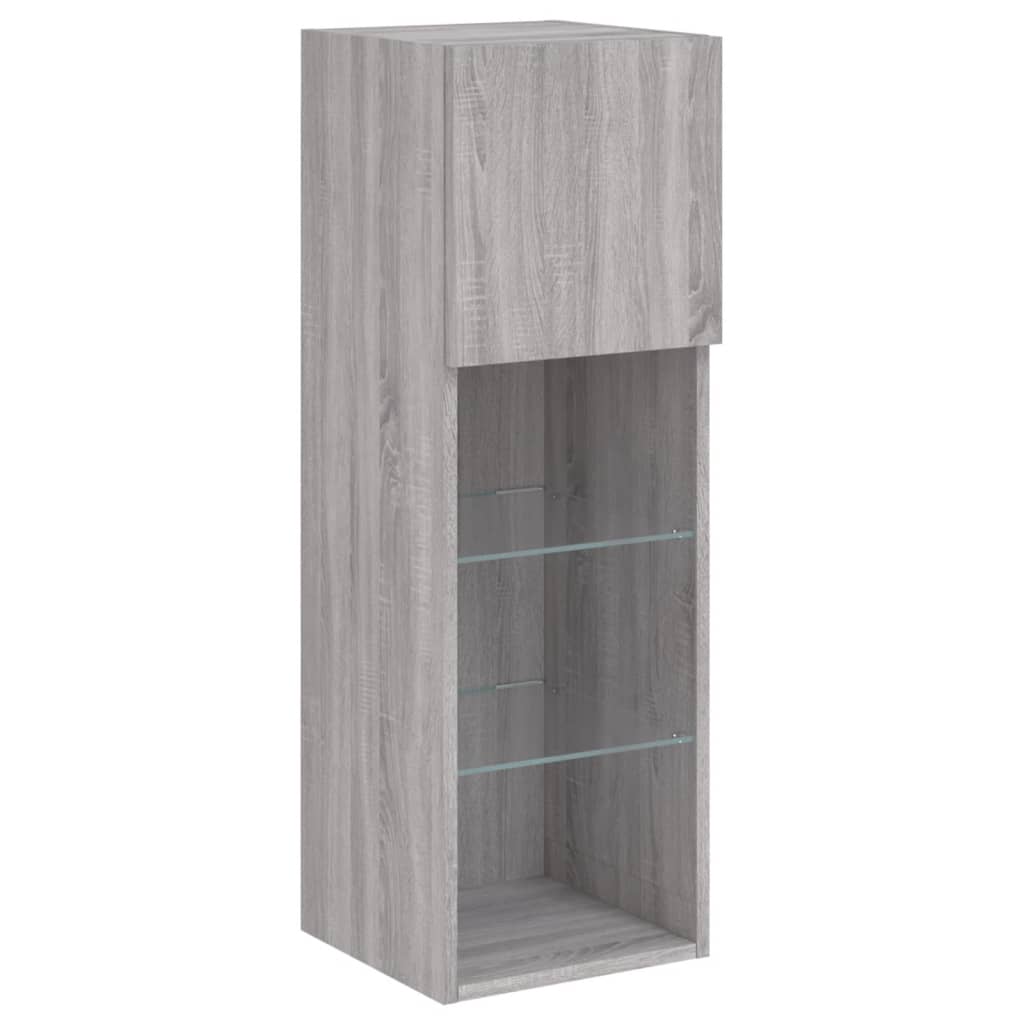 vidaXL 4-częściowy zestaw mebli TV z LED, szary dąb sonoma