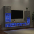vidaXL 4-częściowy zestaw mebli TV z LED, szarość betonu
