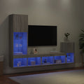 vidaXL 4-częściowy zestaw mebli TV z LED, szary dąb sonoma