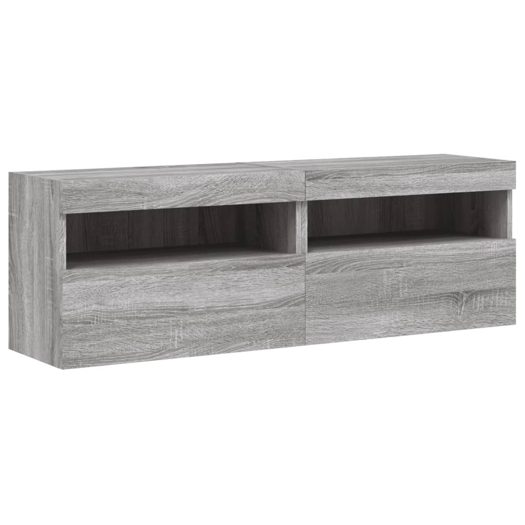 vidaXL 8-cz. zestaw ściennych szafek TV z LED, szary dąb sonoma