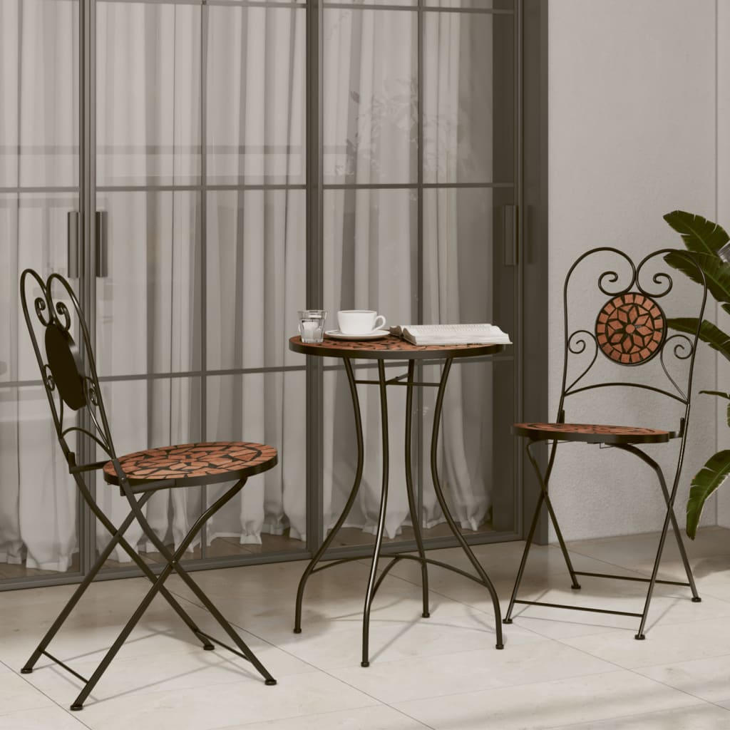 vidaXL Mozaikowy stolik bistro, terakota, Ø50x70 cm, ceramiczny