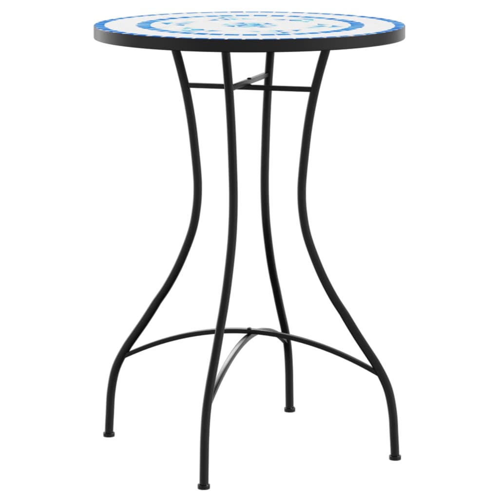 vidaXL Mozaikowy stolik bistro, niebiesko-biały, Ø50x70 cm, ceramiczny