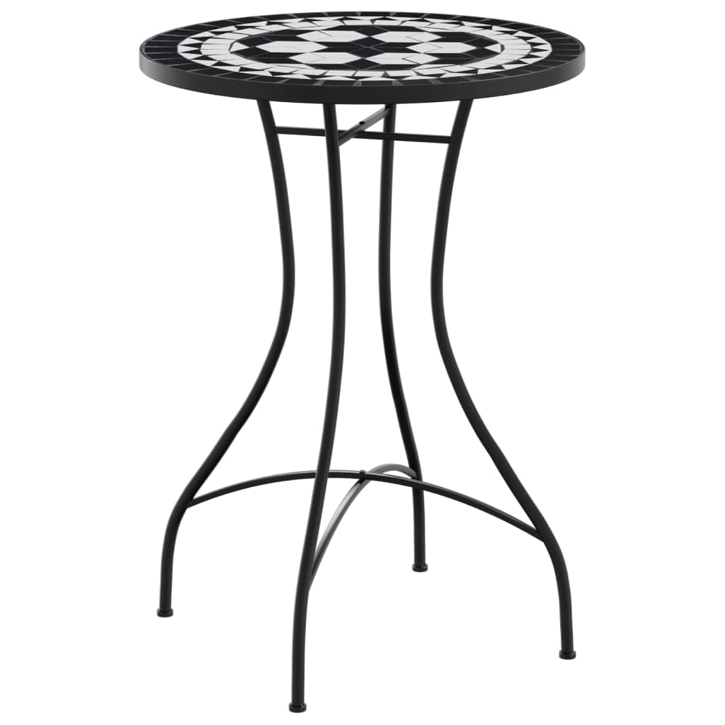vidaXL Mozaikowy stolik bistro, czarno-biały, Ø50x70 cm, ceramiczny