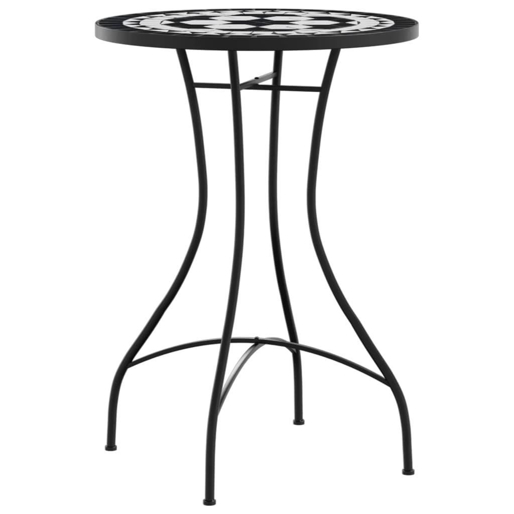 vidaXL Mozaikowy stolik bistro, czarno-biały, Ø50x70 cm, ceramiczny