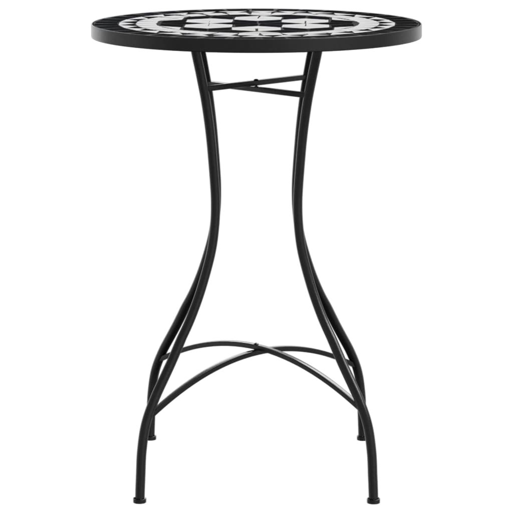 vidaXL Mozaikowy stolik bistro, czarno-biały, Ø50x70 cm, ceramiczny