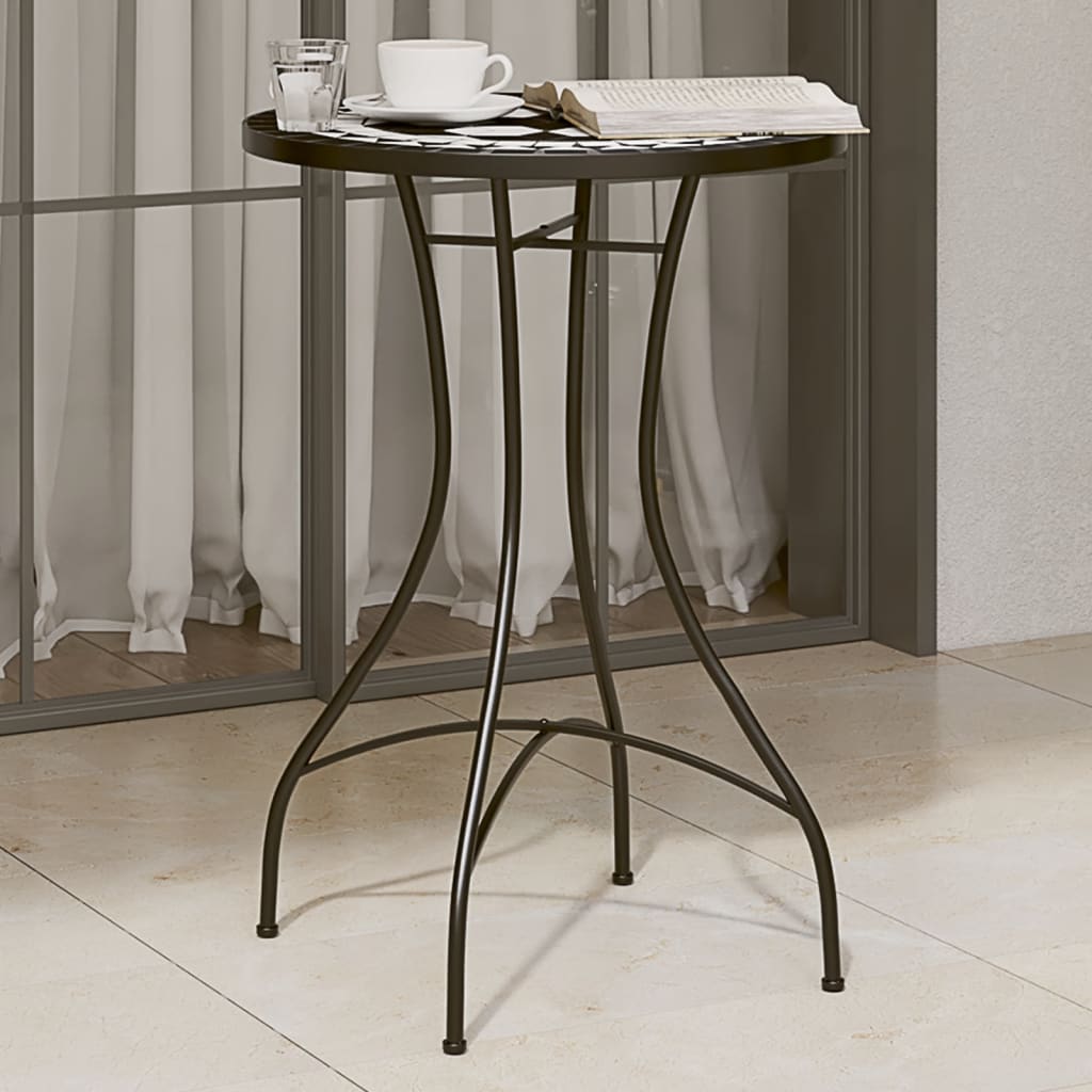 vidaXL Mozaikowy stolik bistro, czarno-biały, Ø50x70 cm, ceramiczny