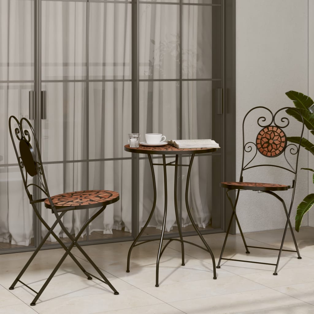 vidaXL Składane krzesła bistro, 2 szt,. terakota, ceramiczne
